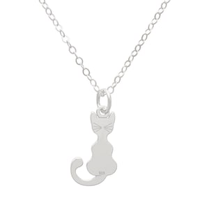 925 silver cat pendant necklace, silver animal pendant necklace, minimalist solid silver necklace, cat necklace for women, gift idea