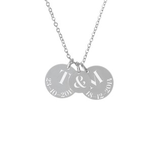 Collar de plata de acero inoxidable con medallas grabadas, collar personalizable, joyería personalizada, regalo de mamá, colgantes de letras iniciales