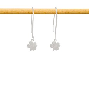 Long 925 silver clover pendant earrings for lucky charm, four-leaf clover silver jewelry, lucky silver gift
