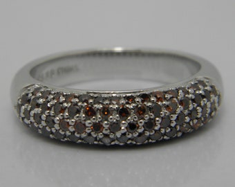 Rare Sterling Silver 0.75ct Red Diamond Dome Ring UK Size P 1/2 US Size 8 Lovely Vintage Condition FREE post