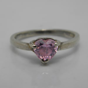 Sterling Silber Pink Edelstein Solitär Ring Gr. L 5.75 Schöner Vintage Zustand FREE post