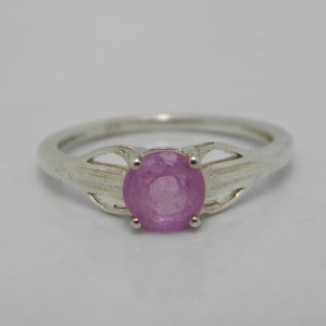 Sterling Silber Pink Stein Akzent Solitär Ring Gr. N US Size 7 Schöner Vintage Zustand FREE post