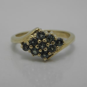Solid 9ct Gold Alexandrite Cluster Ring UK Size N 1/2 US Size 7 Lovely Vintage Condition FREE post