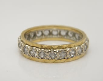 Schwerer massiver 18ct Gold Weiß Topas Full Eternity Ring Heavy UK Größe L US Größe 5.5 Lovely Vintage Zustand FREE post