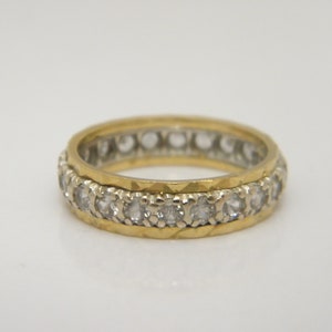 Heavy Solid 18ct Gold White Topaz Full Eternity Ring Heavy UK Size L US Size 5.5 Lovely Vintage Condition FREE post