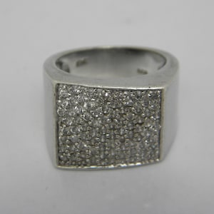 Huge Sterling Silver White Gemstone Signet Ring UK Size P 1/2 US Size 8 Lovely Vintage Condition FREE post