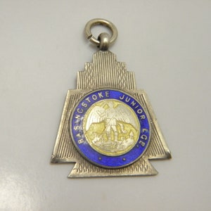 Sterling Silver Basingstoke Jr LGE Watch Fob / Medal Lovely Vintage Condition Free Post Heavy 1930s