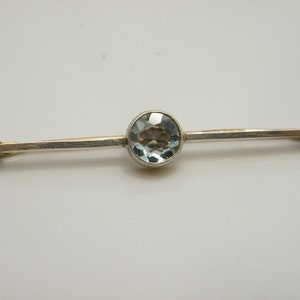 Solid 15ct Yellow & White Gold Blue Citrine Brooch Pin Lovely Vintage Condition FREE post