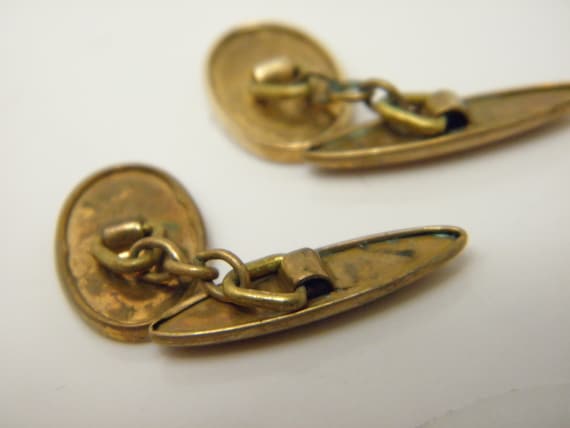 9ct Gold Front Engine Turned Pattern Cufflinks Lo… - image 6