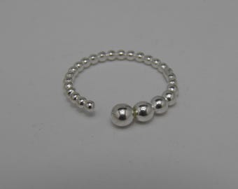 Sterling Silver 925 Bobble Open Ring UK Size S US Size 9 Lovely Vintage Condition Adjustable
