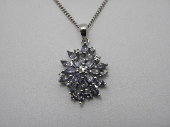 Solid 925 Sterling Silver Tanzanite Snowflake Pen… - image 2