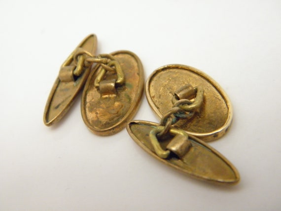 9ct Gold Front Engine Turned Pattern Cufflinks Lo… - image 3