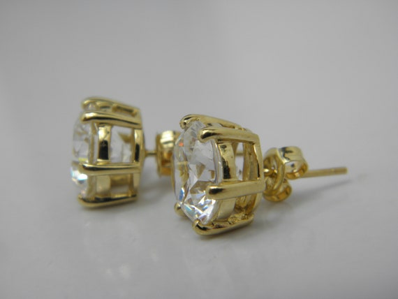 Chunky Solid 14ct Gold Large CZ Stud Earrings Lov… - image 4