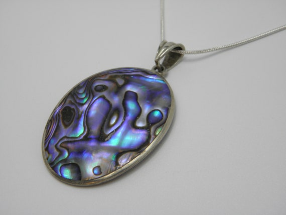 Solid 925 Sterling Silver Large Abalone Shell Pen… - image 3