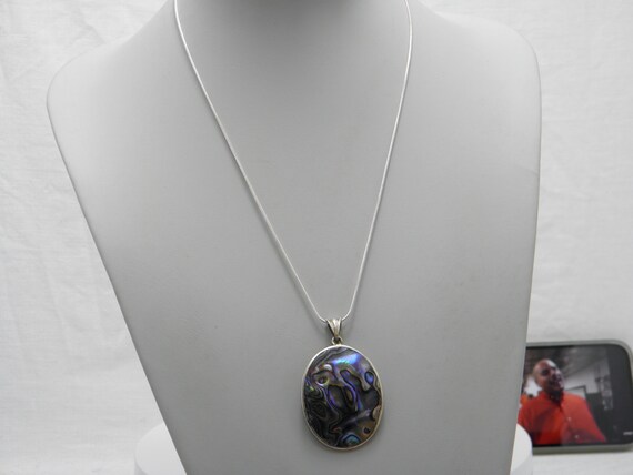 Solid 925 Sterling Silver Large Abalone Shell Pen… - image 8