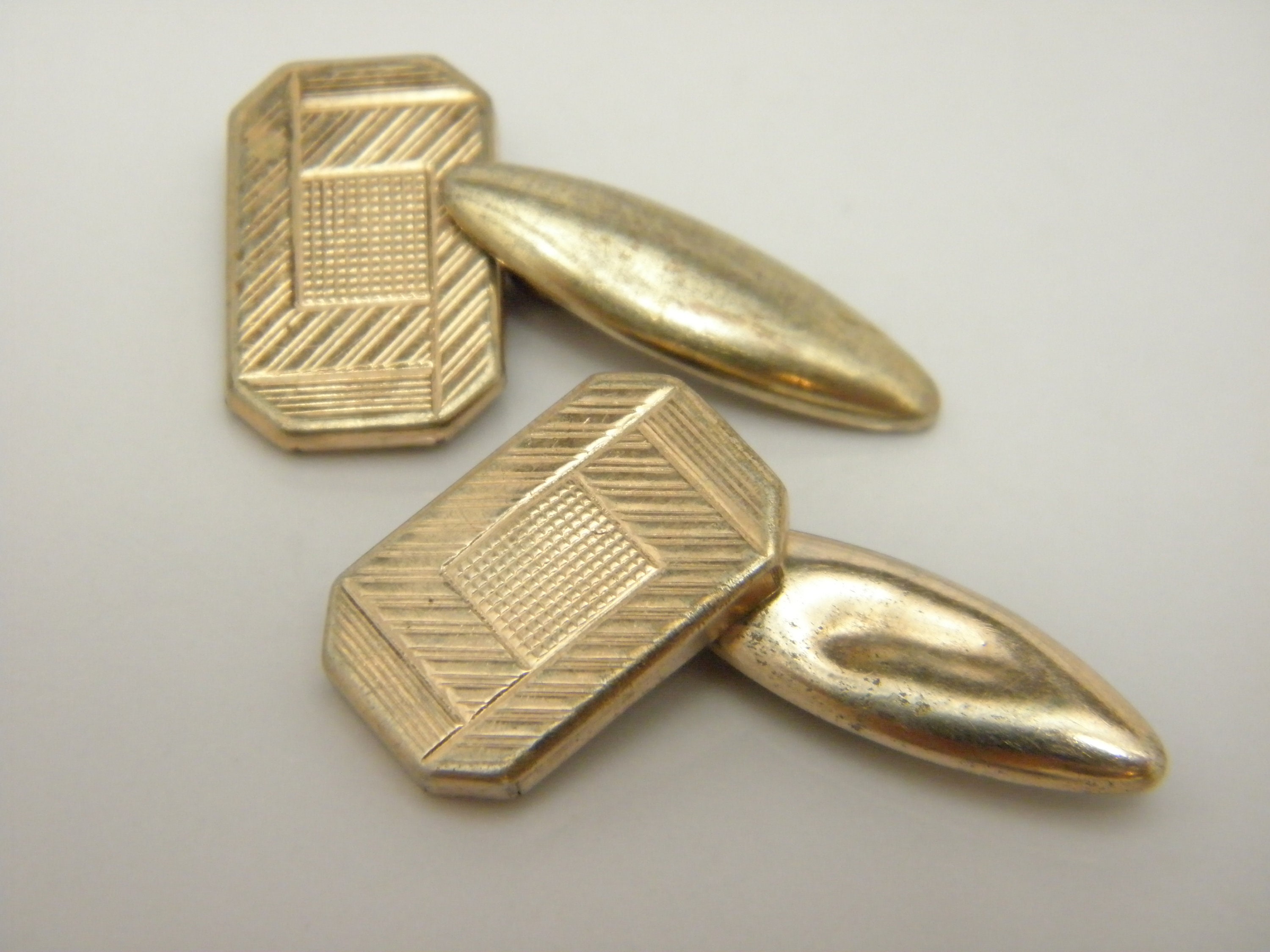 Boutons De Manchette Victoriens En Or 14K - Gravés Tour, Croix Et Bougies, Occasion
