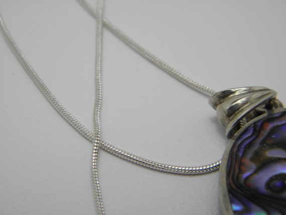 Solid 925 Sterling Silver Large Abalone Shell Pen… - image 6