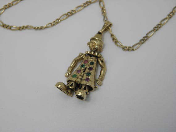 UNIQUE Solid 9ct Gold Ruby & Emerald Clown Pendan… - image 1
