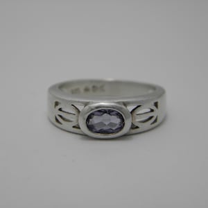 Sterling Silber 925 Amethyst Solitär Ring UK Größe L US Größe 5.75 Sehr schöne Vintage Zustand