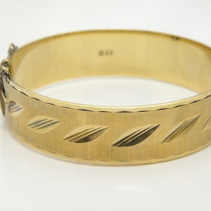 Chapado en oro en hoja floral de plata de ley Art Nouveau Bangle 7.25 pulgadas Encantador Vintage Condición Libre Post Pesado