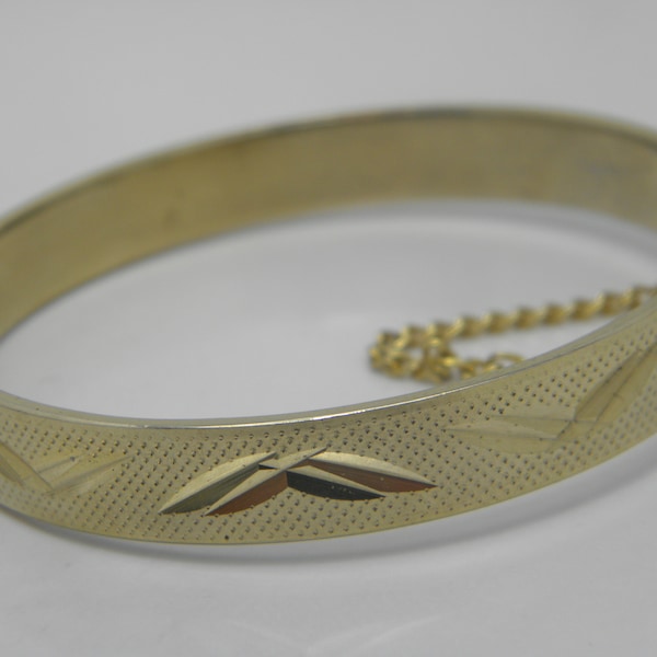 18ct Gold RGP Diamond Cut Bangle Lovely Vintage Condition HEAVY