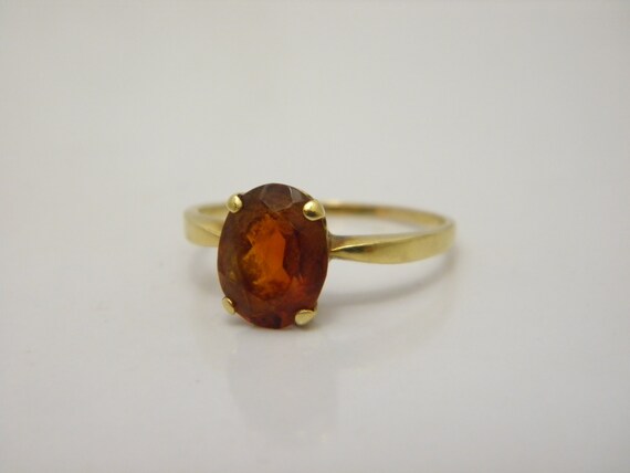 Solid 18ct Gold Citrine Solitaire Ring UK Size Q … - image 2