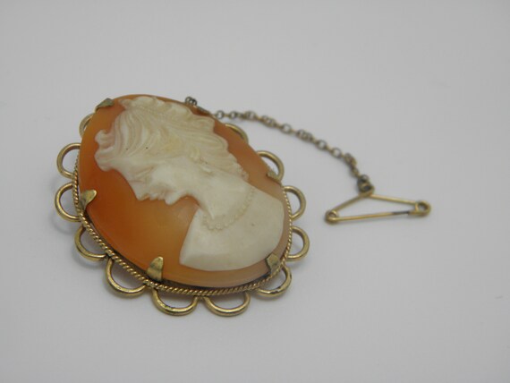 9ct Rolled Yellow Gold Shell Cameo Brooch Pin Lov… - image 2