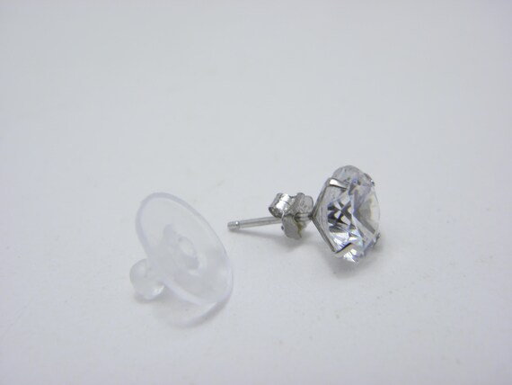Solid 9ct White Gold White Gemstone Stud Lovely V… - image 6