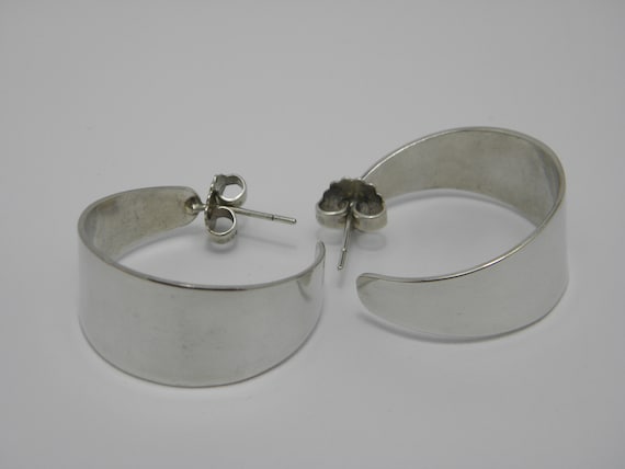 Large Solid 925 Sterling Silver Hoop Earrings Lov… - image 1