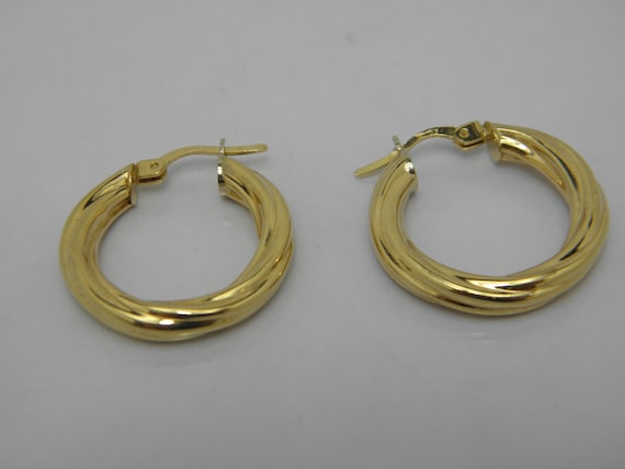 Solid 18ct Yellow Gold Hoop Earrings Lovely Vinta… - image 1