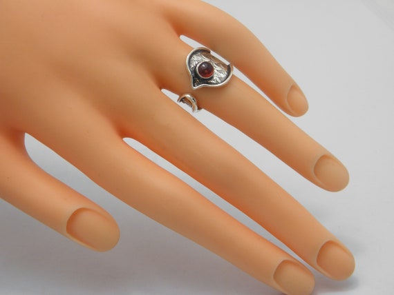 Sterling Silver Gothic Garnet Torque Ring Size L … - image 8