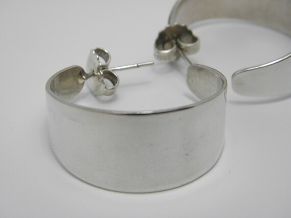 Large Solid 925 Sterling Silver Hoop Earrings Lov… - image 2