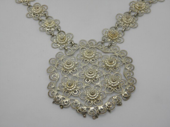 LARGE Solid 925 Sterling Silver Pierced Necklace … - image 2