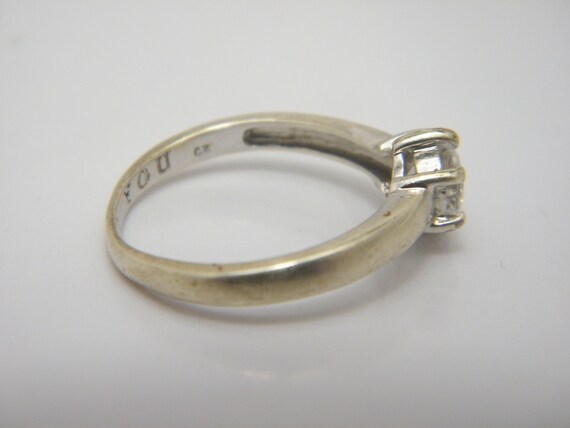 Solid 9ct White Gold White Gemstone Solitaire Eng… - image 6