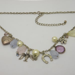 Sterling Silver Charm Necklace Adjustable 16" Lovely Vintage Condition FREE post