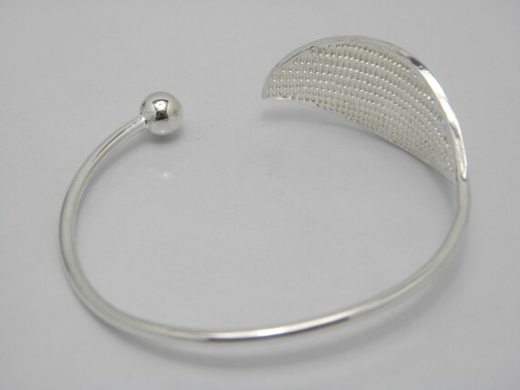Solid 999 Silver Floral Torque Bangle Lovely Vint… - image 4