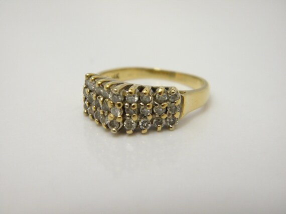 Solid 14ct Gold White Diamond Gallery Keeper Ring UK Size J 1/2 US Size 5 Lovely Vintage Condition Heavy View 3