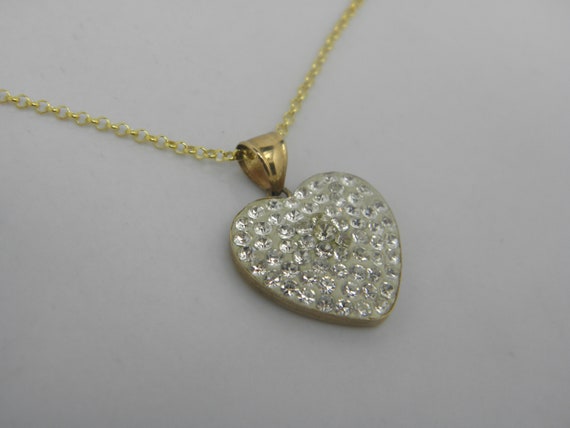 Solid 9ct Yellow Gold White Gemstone Pendant Neck… - image 2