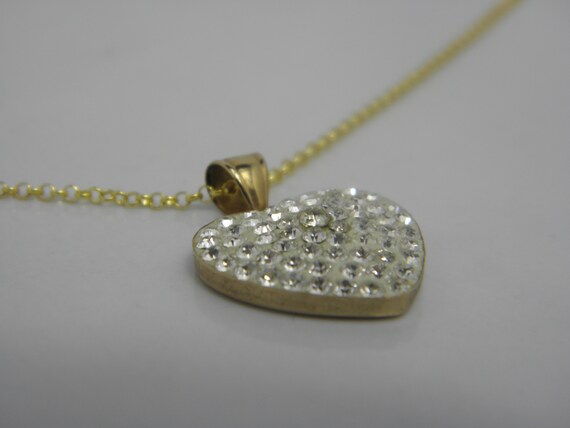 Solid 9ct Yellow Gold White Gemstone Pendant Neck… - image 7