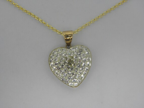 Solid 9ct Yellow Gold White Gemstone Pendant Neck… - image 8