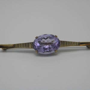 Solid 8ct Gold Rose De France Amethyst Brooch Pin Lovely Vintage Condition