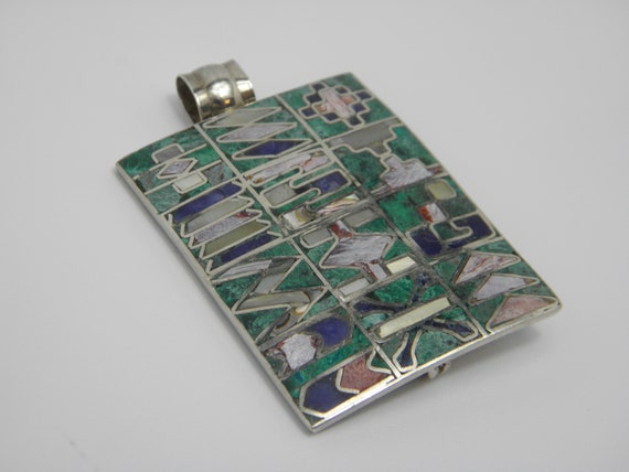 Versatile Solid 950 Silver Gemstone Brooch/Pendan… - image 2