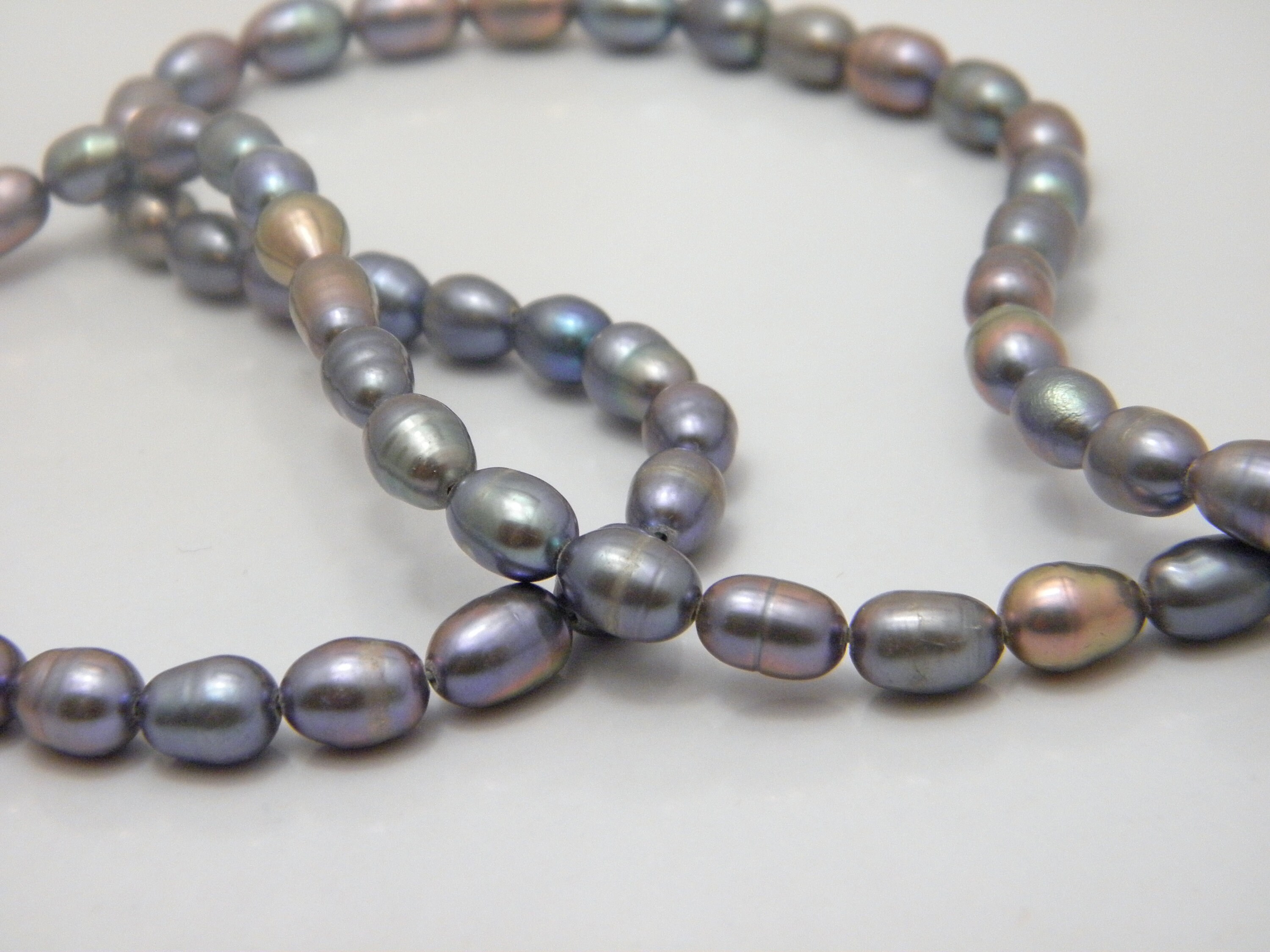 Sterling Silver 925 Vintage Blue Pearl Necklace 19