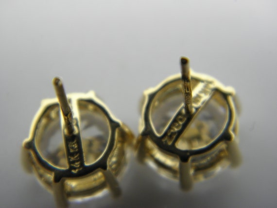 Chunky Solid 14ct Gold Large CZ Stud Earrings Lov… - image 7