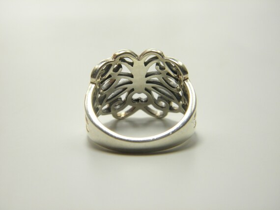 Sterling Silver Butterfly Pattern Ring UK Size K … - image 7