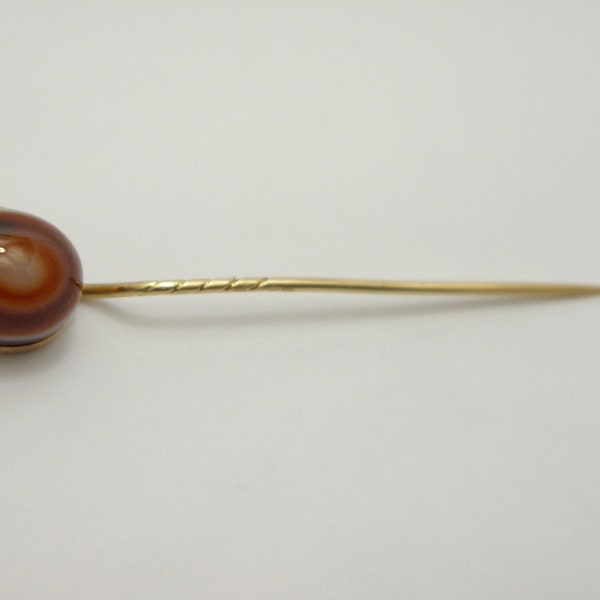 Solid 15ct Gold Bullseye Agate Brooch Pin Lovely Antique Condition FREE post Victorian