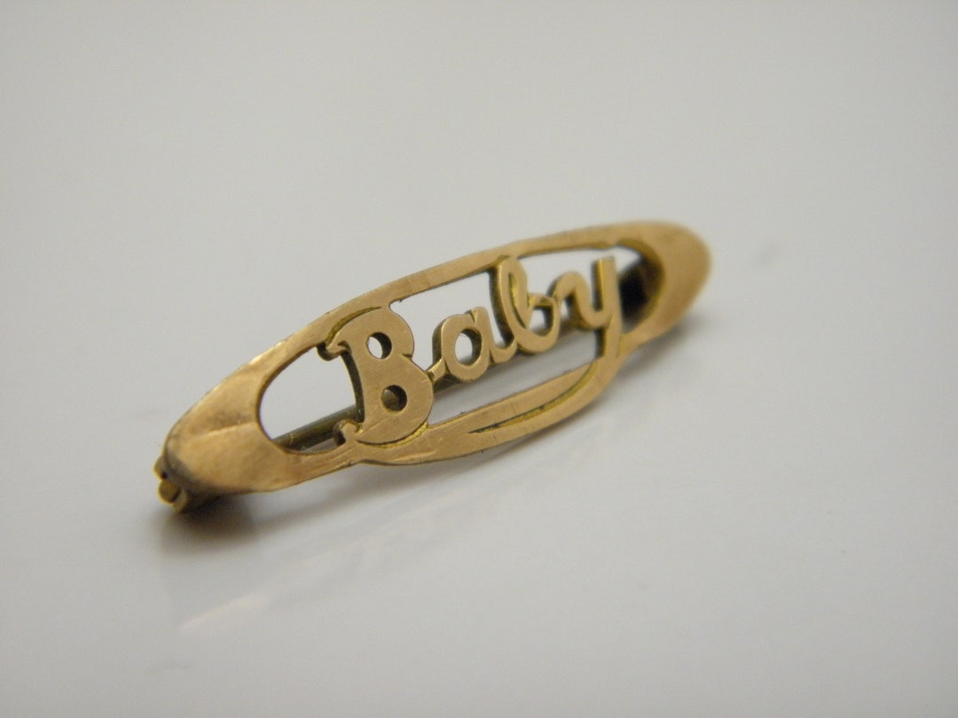 Solid 9ct Gold baby Vintage Brooch Pin Lovely Etsy