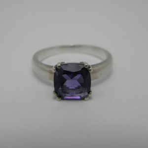 Sterling Silber 925 Amethyst Solitär Ring UK Größe M US Größe 6.25 Sehr schöne Vintage Zustand