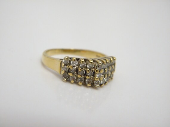 Solid 14ct Gold White Diamond Gallery Keeper Ring UK Size J 1/2 US Size 5 Lovely Vintage Condition Heavy View 2