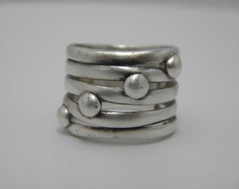 Sterling Silver 925 Bobble Ring UK Size M 1/2 US Size 6.5 Lovely Vintage Condition
